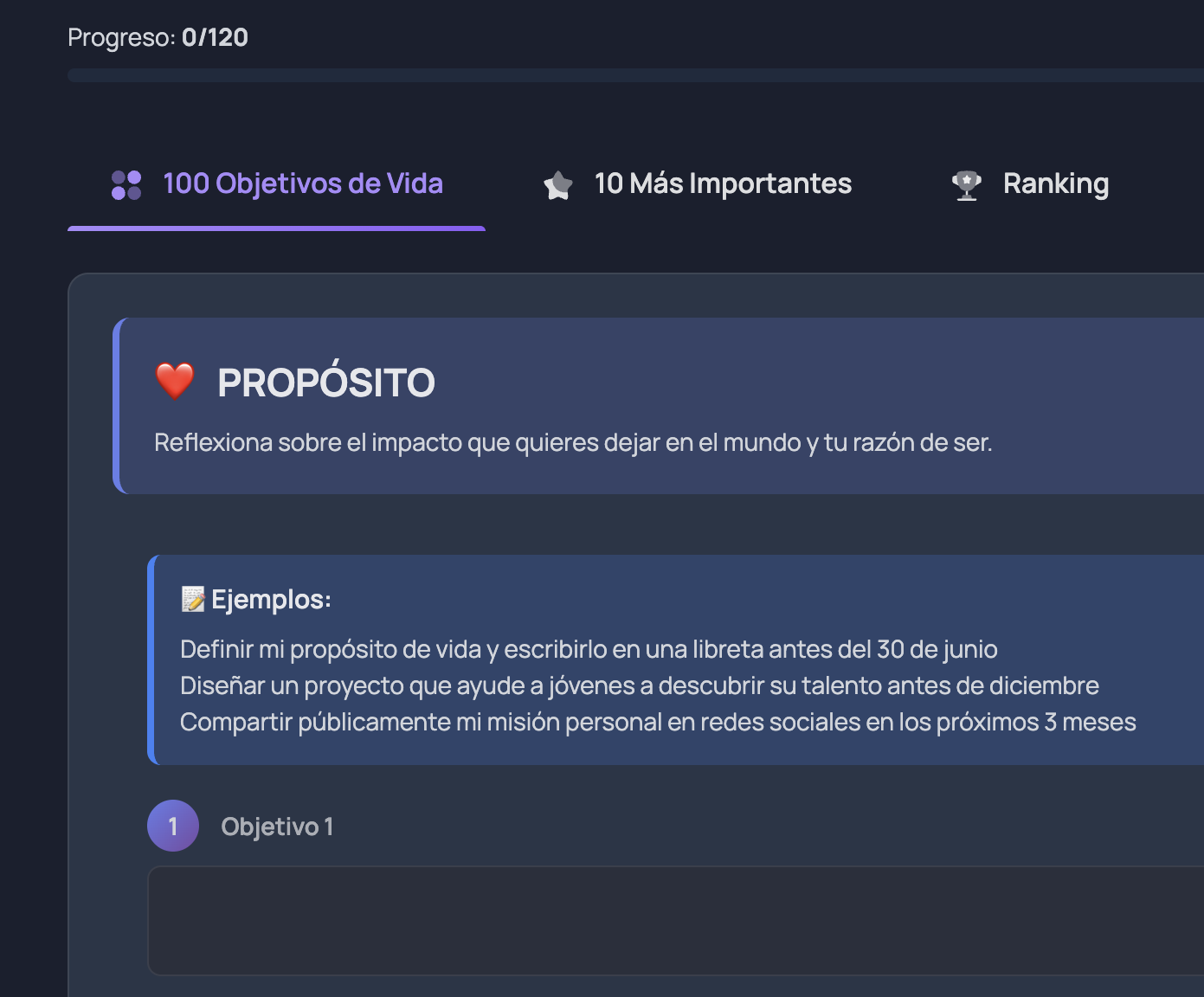 100 Objetivos de Vida